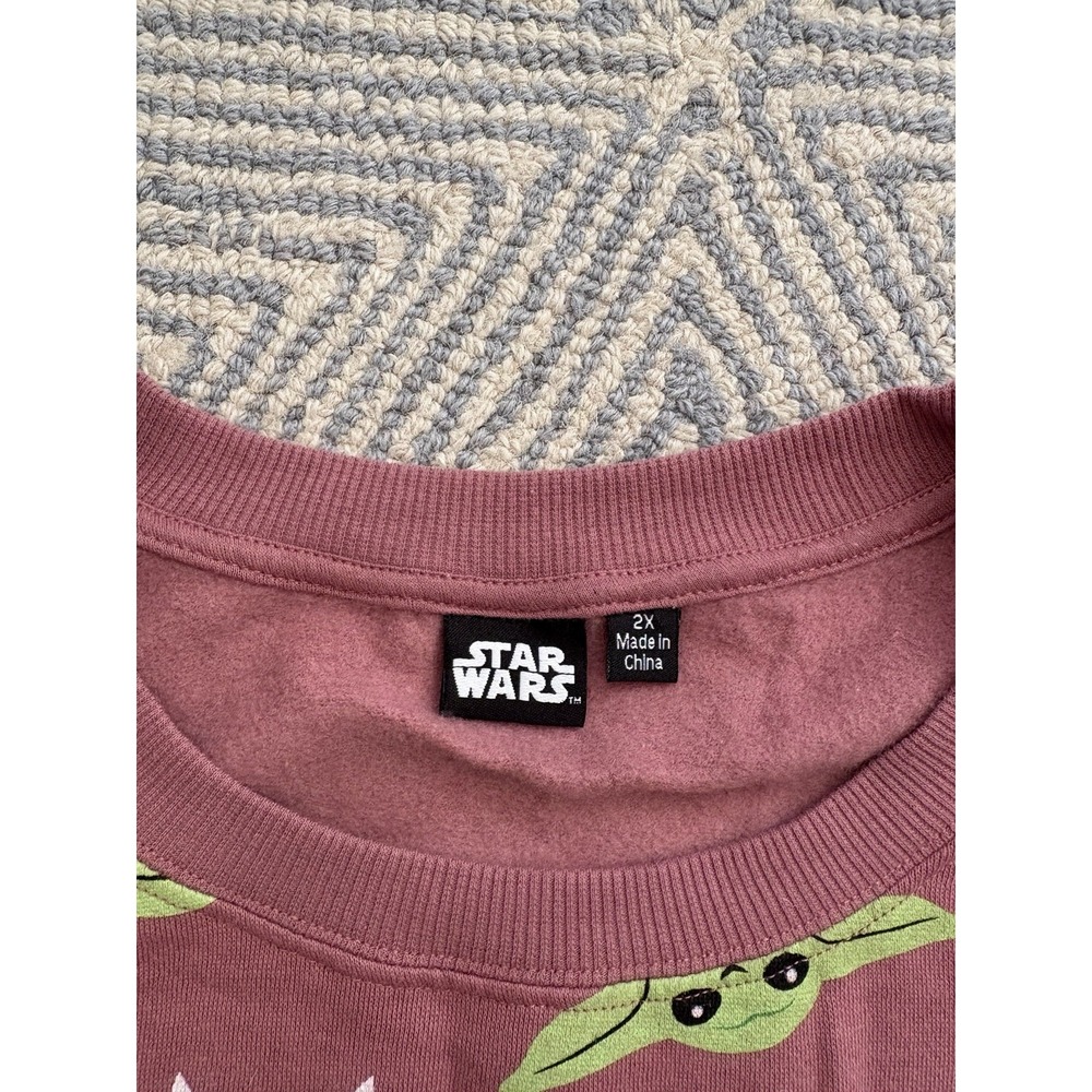Women's Star Wars Grogu‎ Star Crewneck Sweatshirt - Pink - 2X - Picture 2 of 3